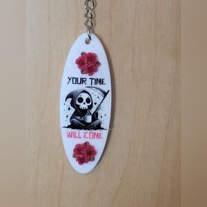 💀NEW 💀 White Grim Reaper Keychain with Red Roses
